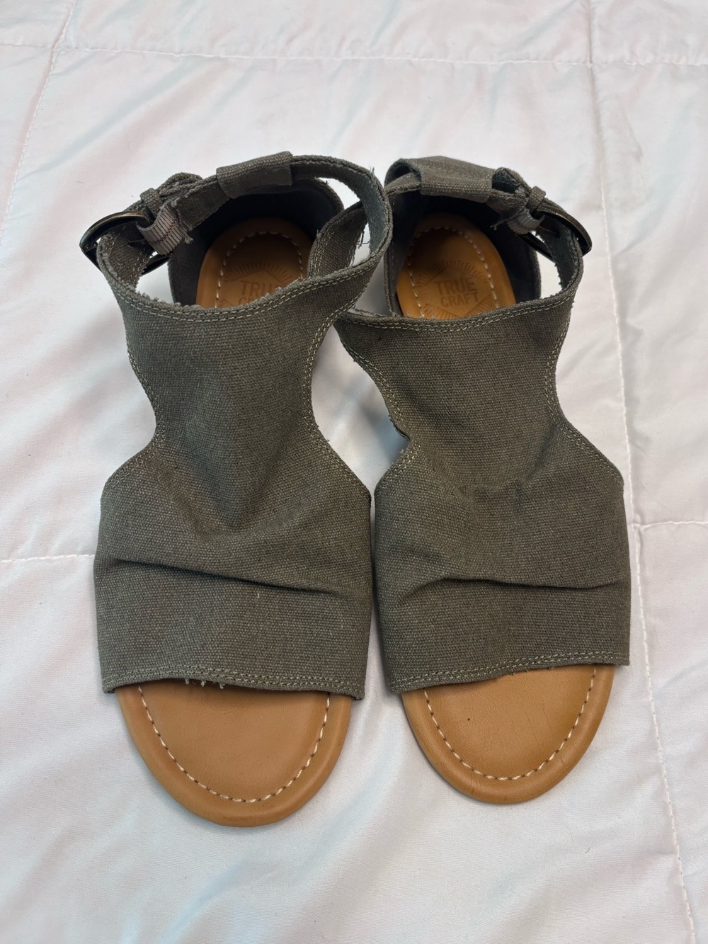 Women’s Olive Canvas Open-Toe Sandals